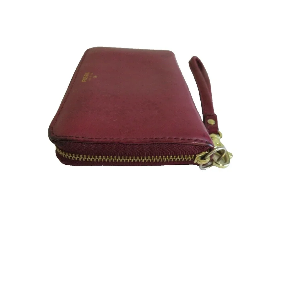 Fossil Wristlet Fuchsia Leather Clutch‎ Bag 6.5